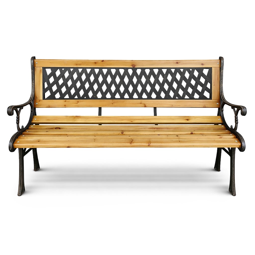 Banc de Jardin Noir MIRT avec Bois laqué et Pieds en fonte, Largeur 127 cm - 2