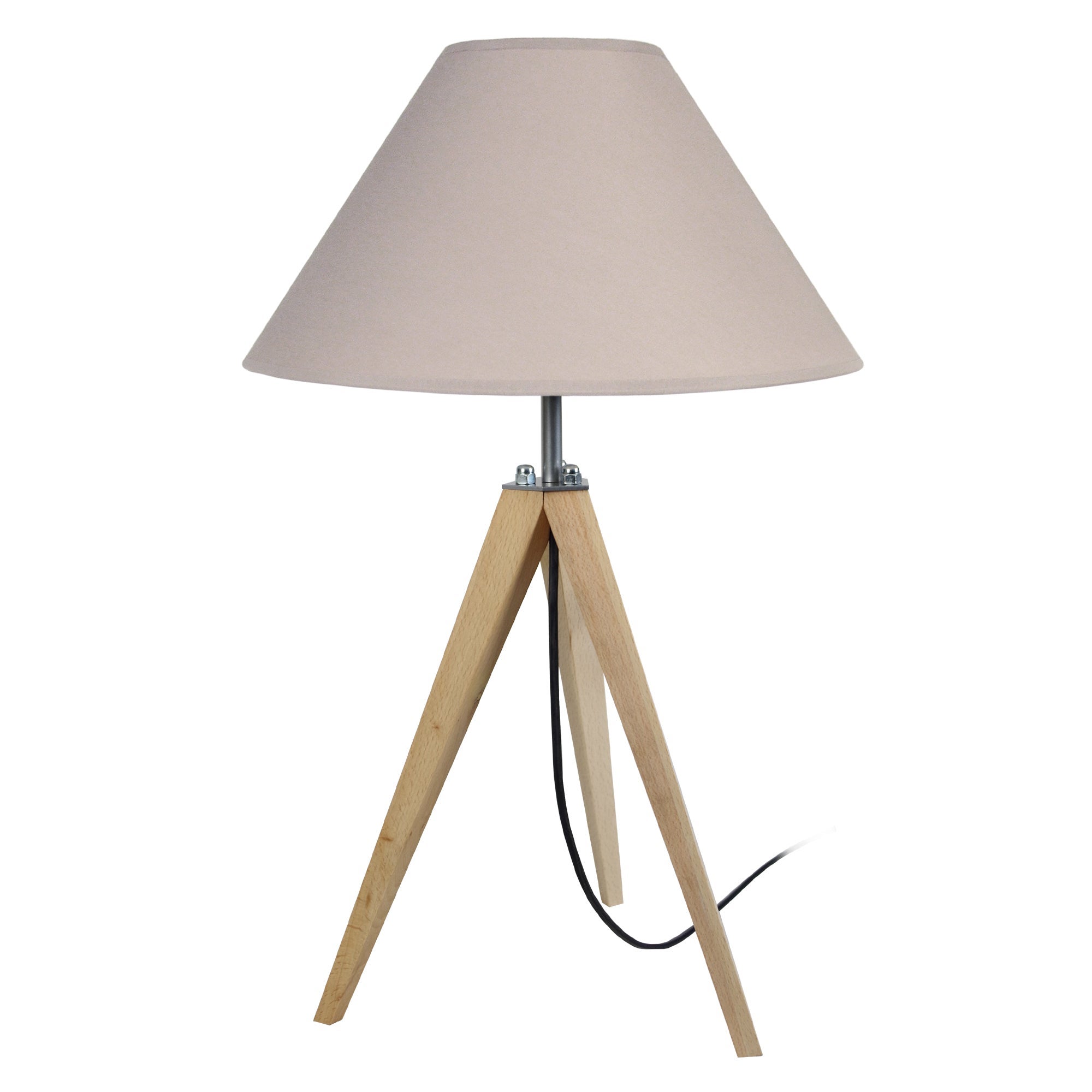 Lámpara de noche tosel idun tela trípode naturales, negros d30 x h54 cm