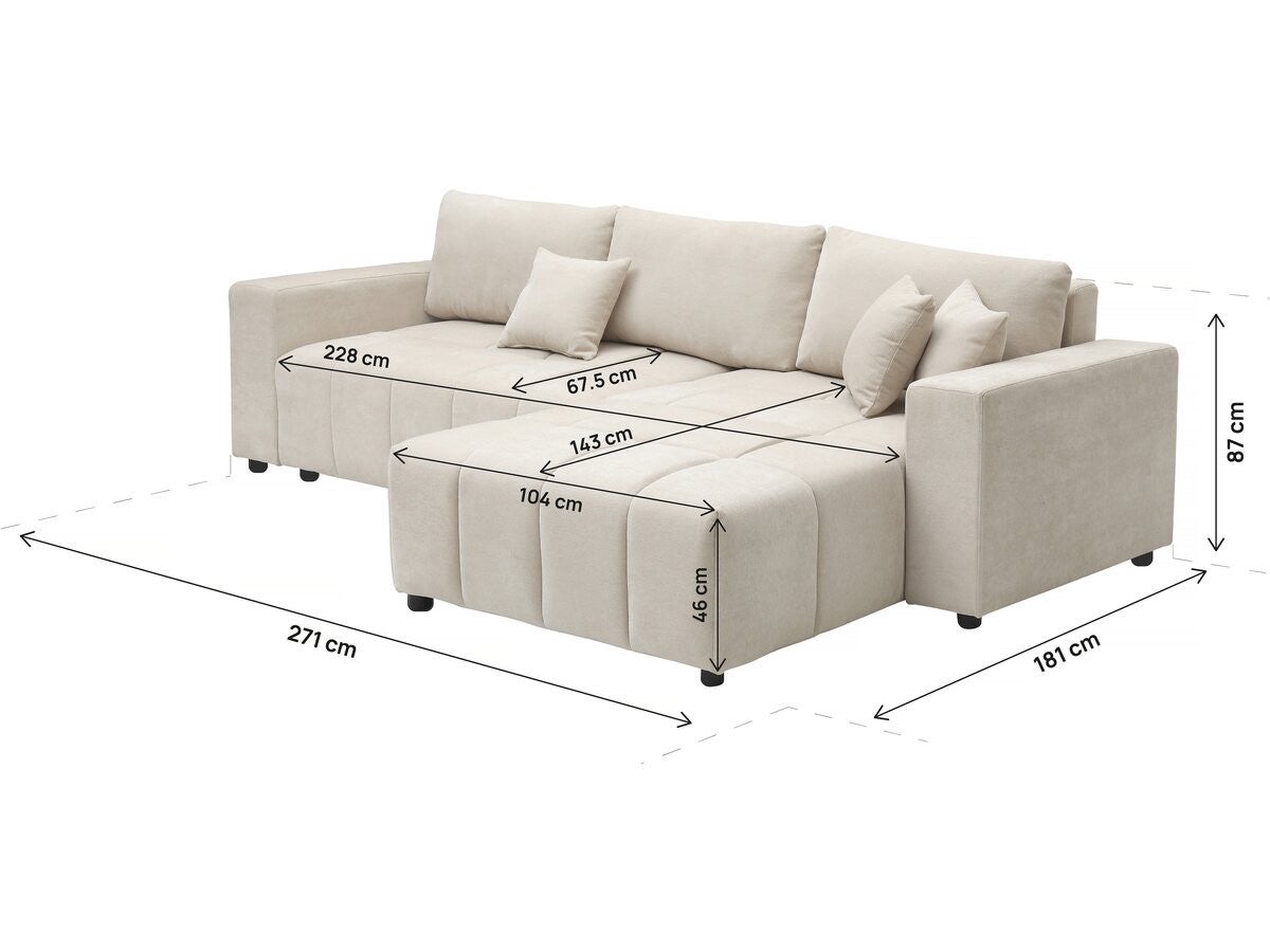 Canapé d'angle convertible style bubble tissu chenille 