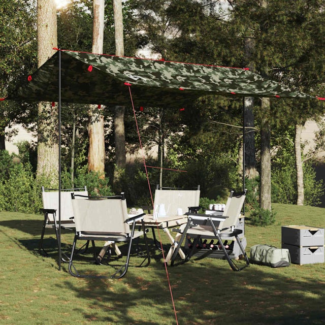 Bâche De Camping CAO 3x2m, Vert Foncé/bleu, Protection Imperméable Sol & Ombrage