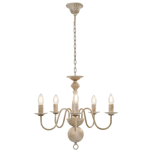 Lustre antigo de 5 lâmpadas E14 branco vidaXL
