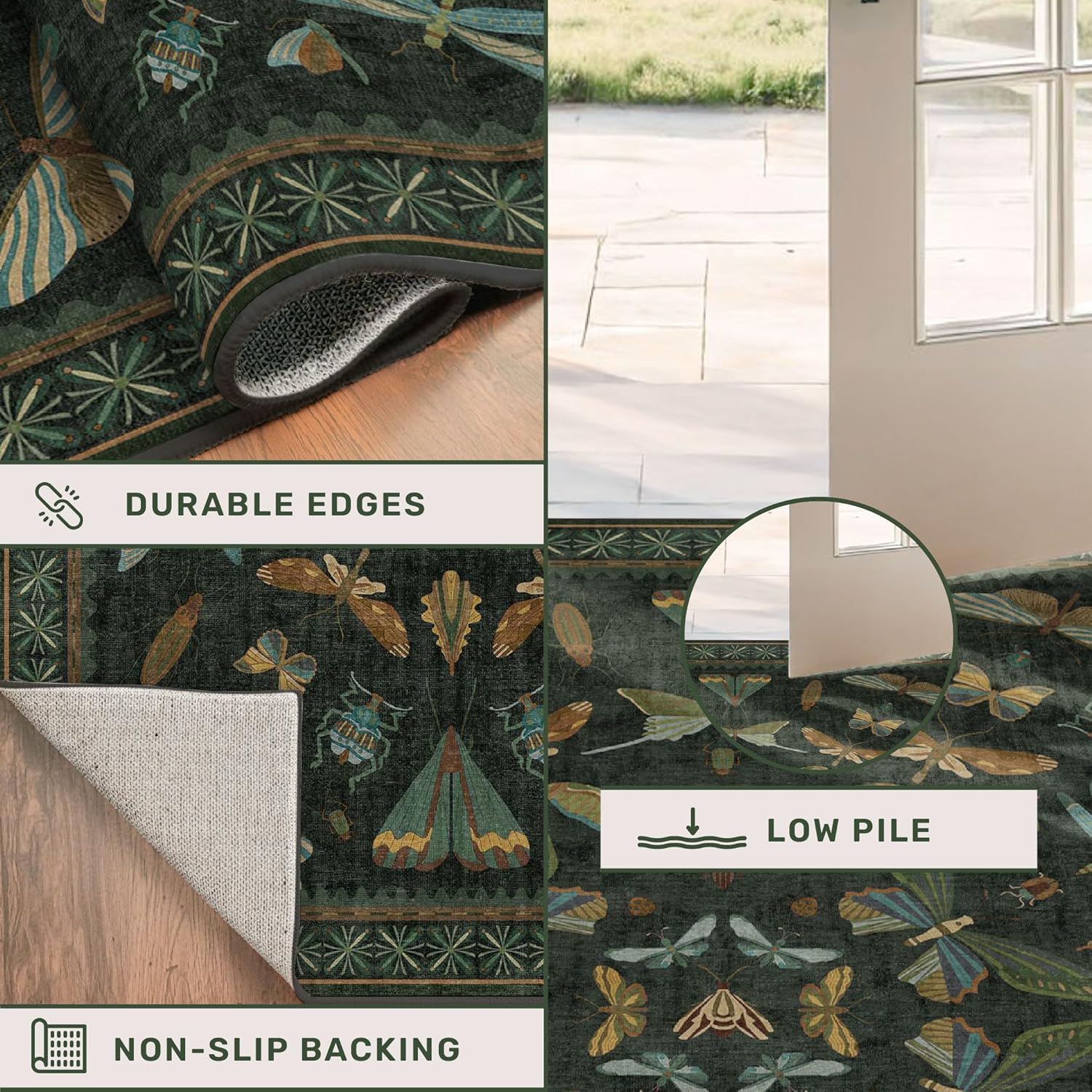 KAKET Paillasson de style bohème, lavable, antidérapant, 50x80 cm, idéal pour les cuisines, entrées et les salles de bain grâce son pouvoir absorbant - 6