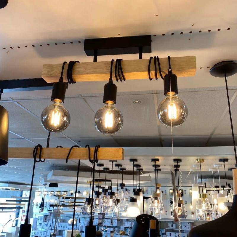 Lustre à 3 têtes, suspension vintage, plafonnier rustique, suspension en métal, éclairage d'îlot, hauteur réglable, 55 cm - 4