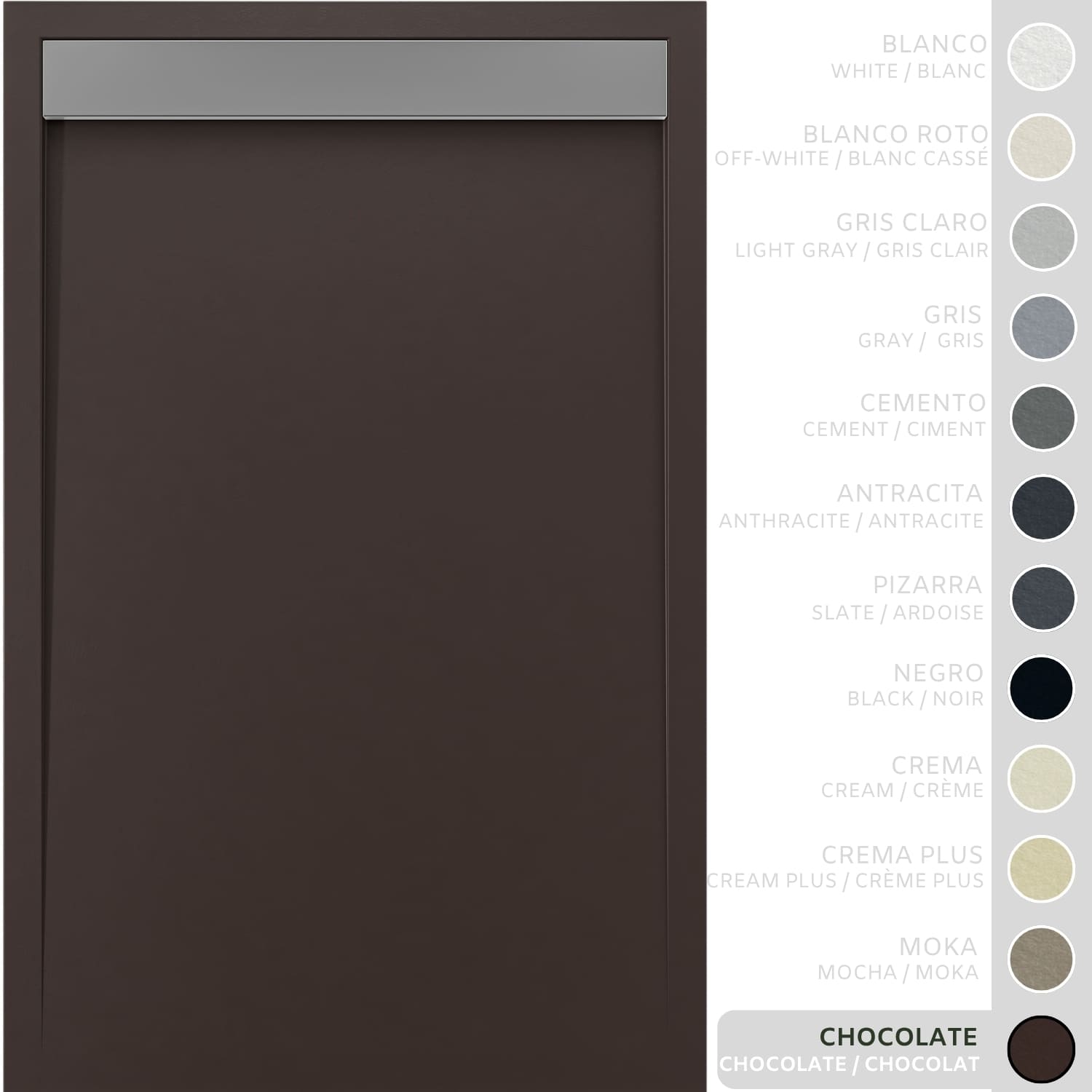 SOULHOME Brodzik prysznicowy– Żywica– Gel Coat– Gładka/Kamienna tekstura – Antypoślizgowy – czekoladowy- 200x80- Niski 3cm– Ruszt INOX