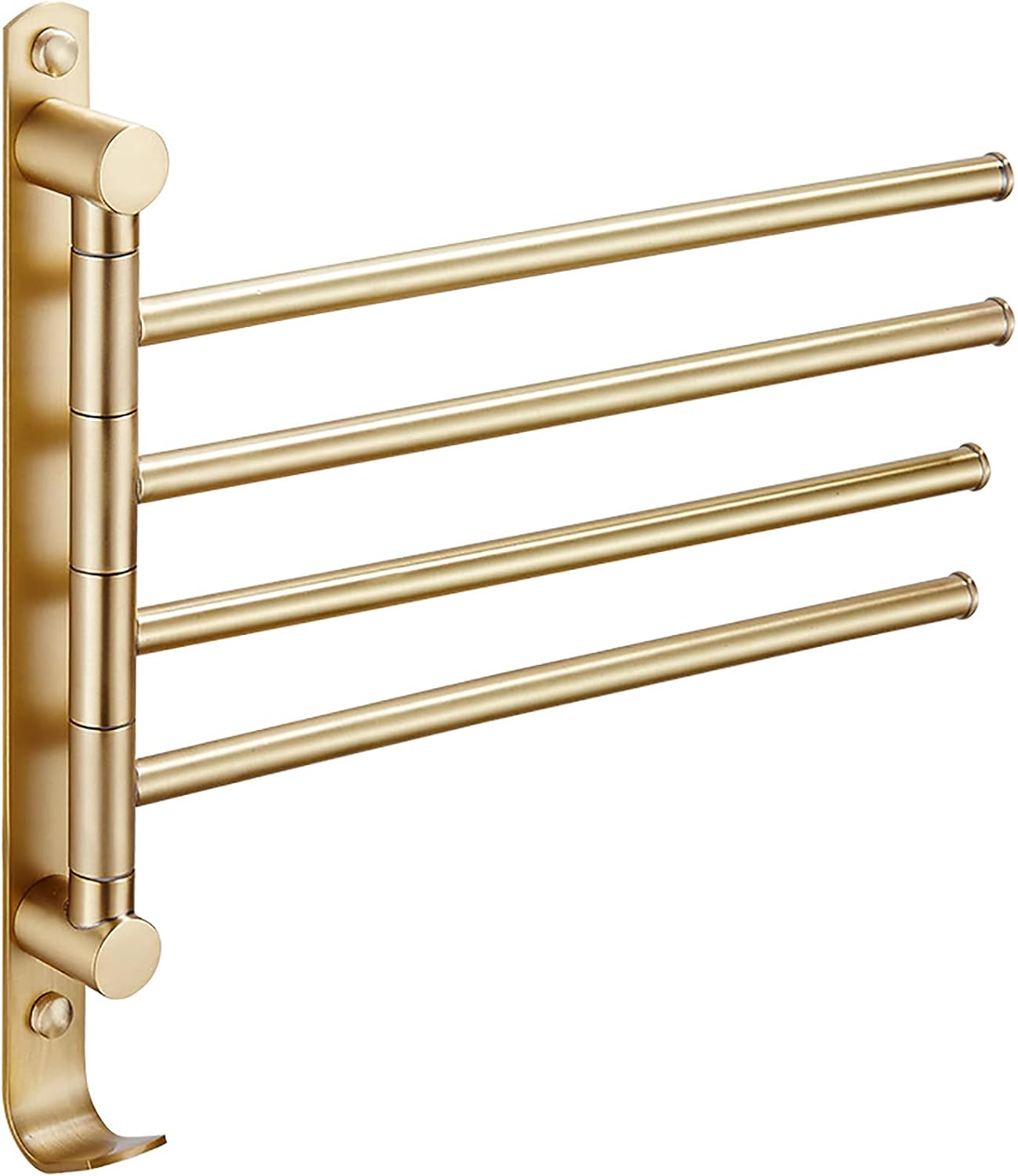 Wieszak na ręczniki łazienkowe, obrotowy drążek na ręczniki, 4-ramienny wieszak ścienny z haczykami, złoty