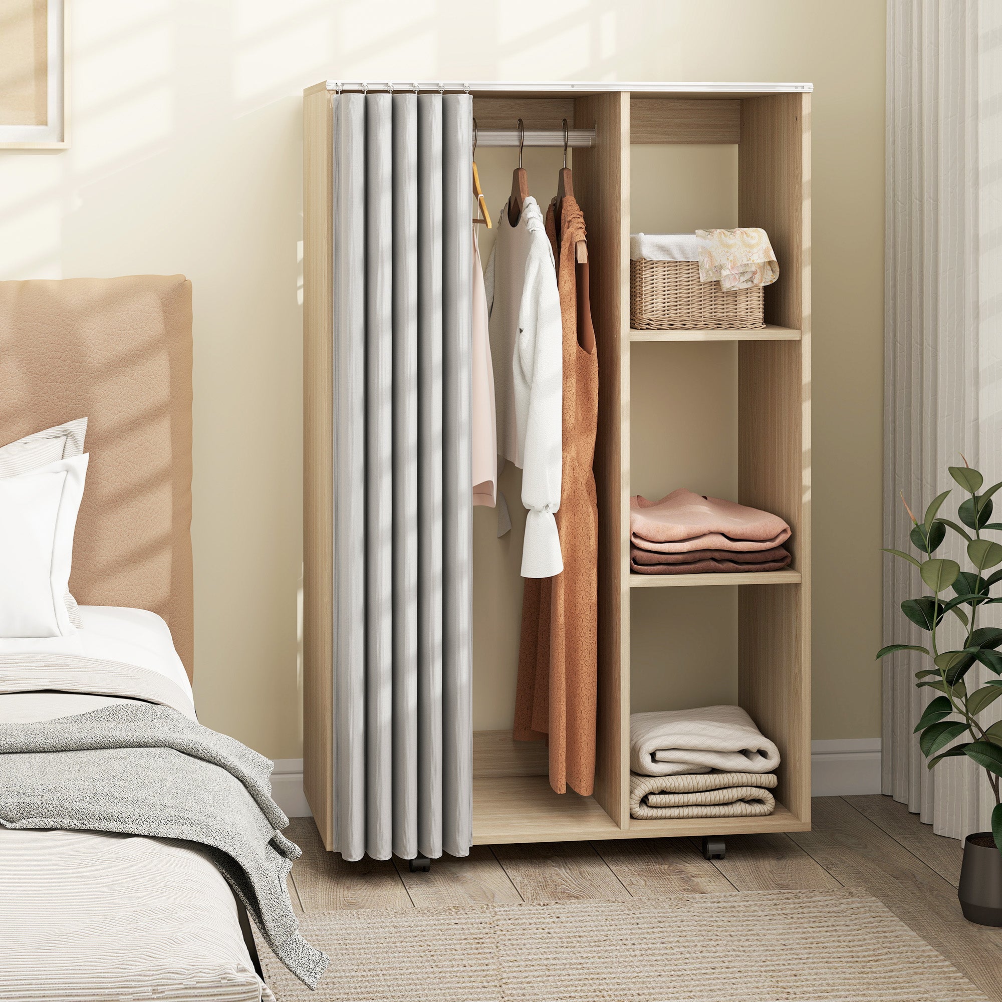 Armoire de vêtement mobile panneau de particules HOMCOM - 2