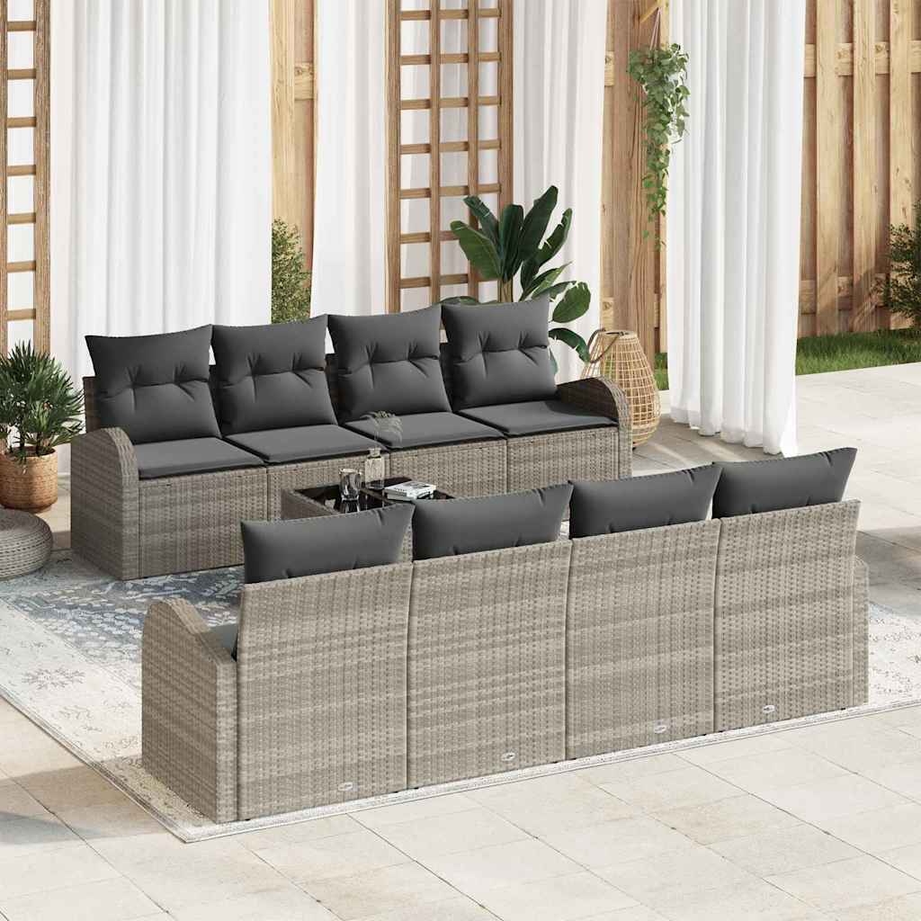 Zestaw Sof na Ogród Jasnoszary 55 x 55 x 37 cm polirattan vidaXL