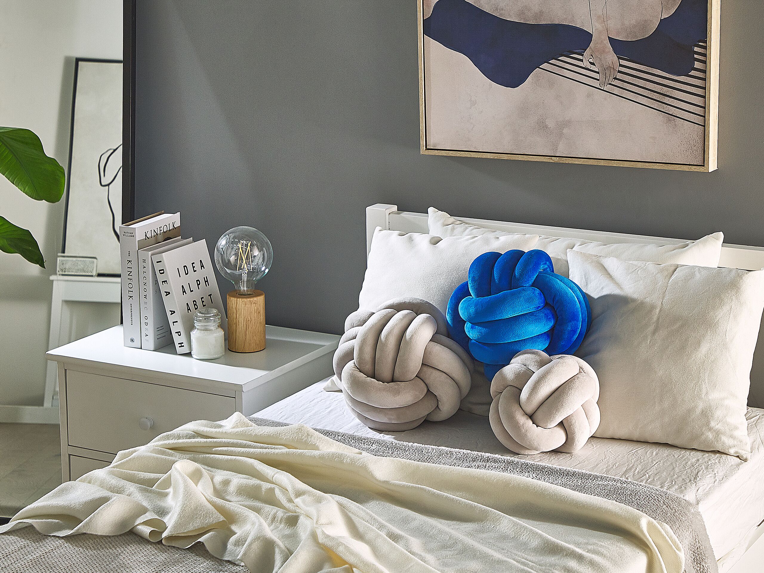 Cuscino decorativo MALNI Velluto 30 x 30 cm Grigio chiaro Tinta unita - 2