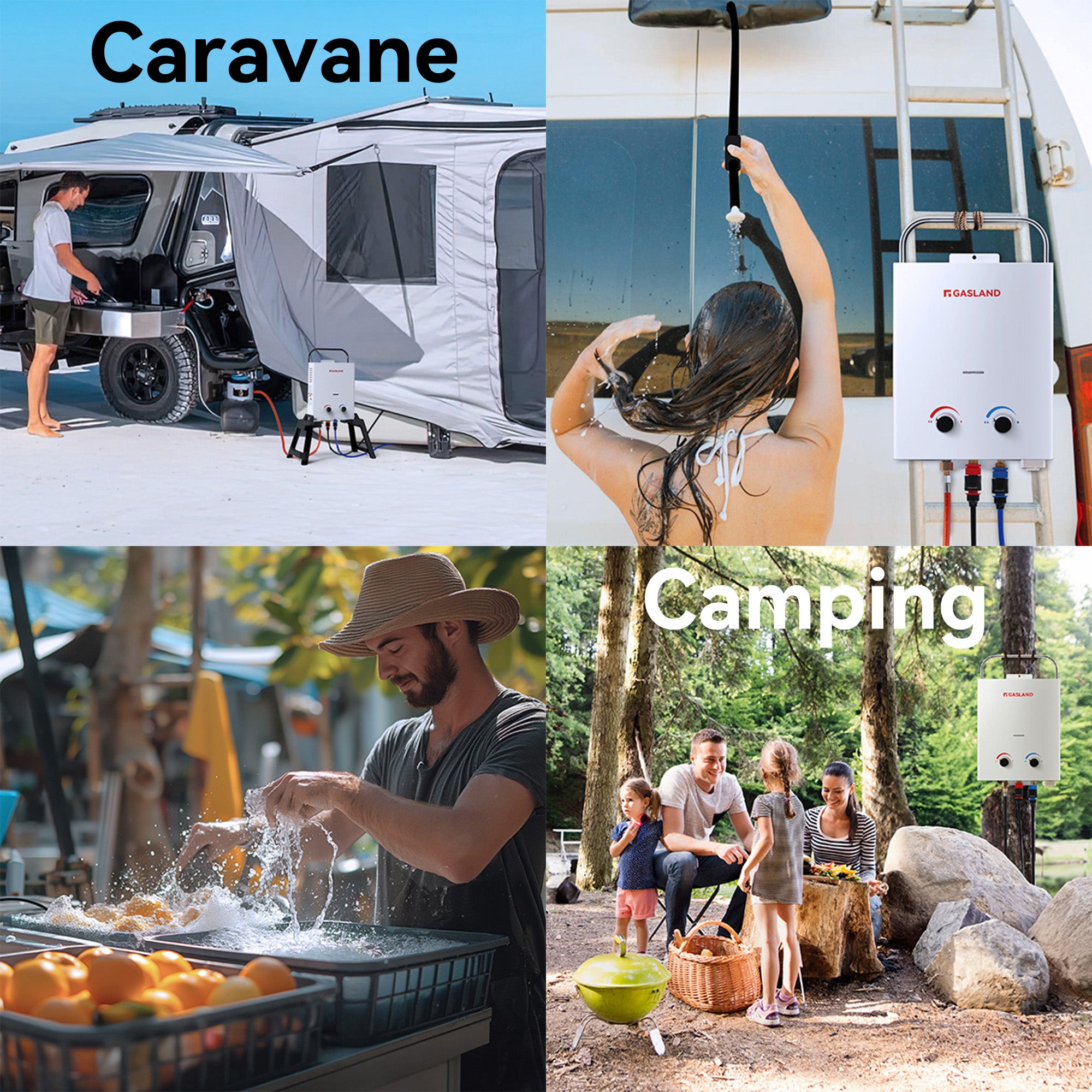 GASLAND AS132-DE Chauffe-eau Gaz portables A+ 5L/min Chauffe-eau instantanés au gaz propane/butane 50mbar - 8