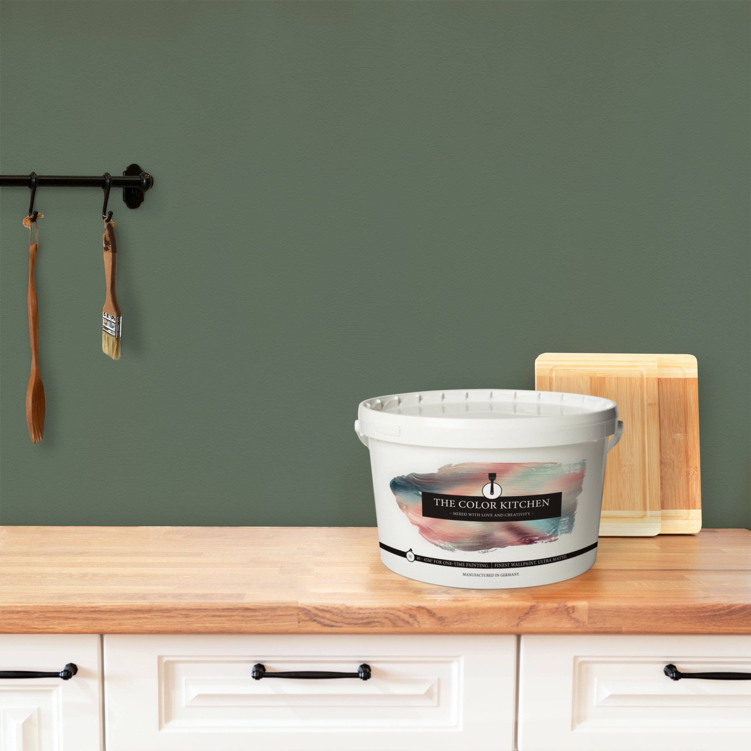 The Color Kitchen Ritzy Rosemary Pittura murale verde opaca Dispersione esclusiva per interni Alta copertura 5 litri - 2