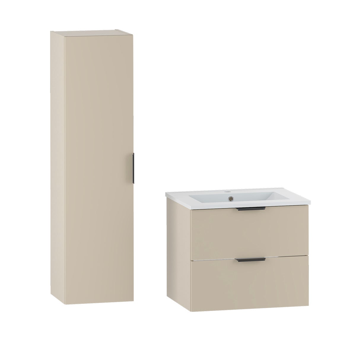 Ensemble meuble simple vasque encastrée 60cm et colonne Astrid Cachemire - 2