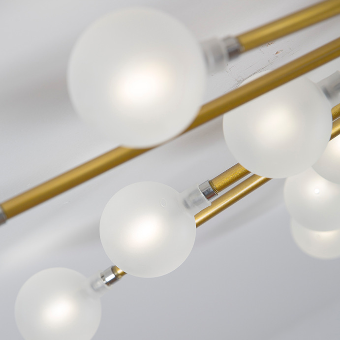 Lampa sufitowa LED, nowoczesny żyrandol, metalowa lampa Sputnik, energooszczędna lampa wisząca LED, lampa sufitowa z 18 szklanymi kloszami, 95 cm - 5