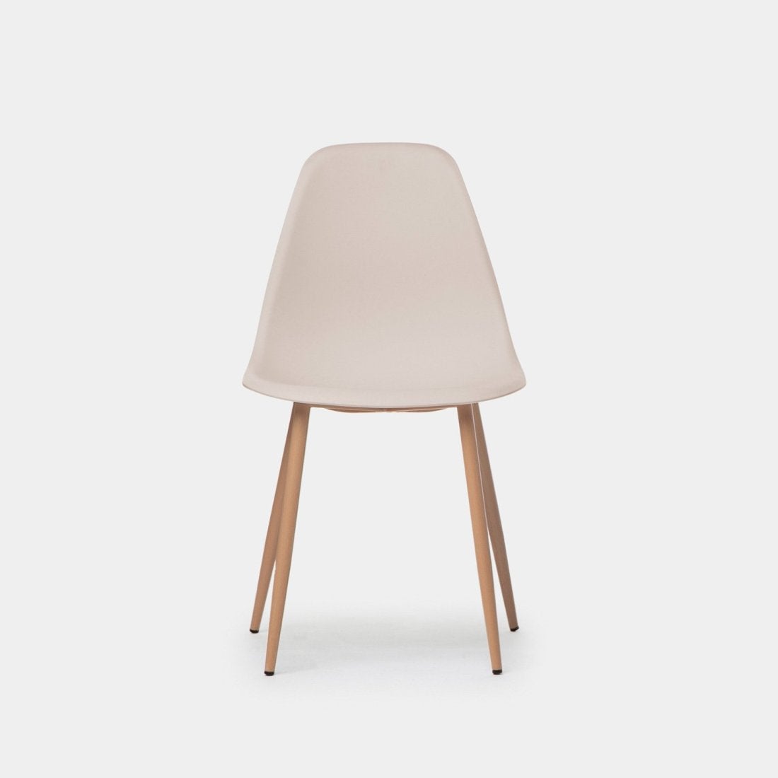 Set 6 sedie in polipropilene beige con gambe naturali Nina - 3