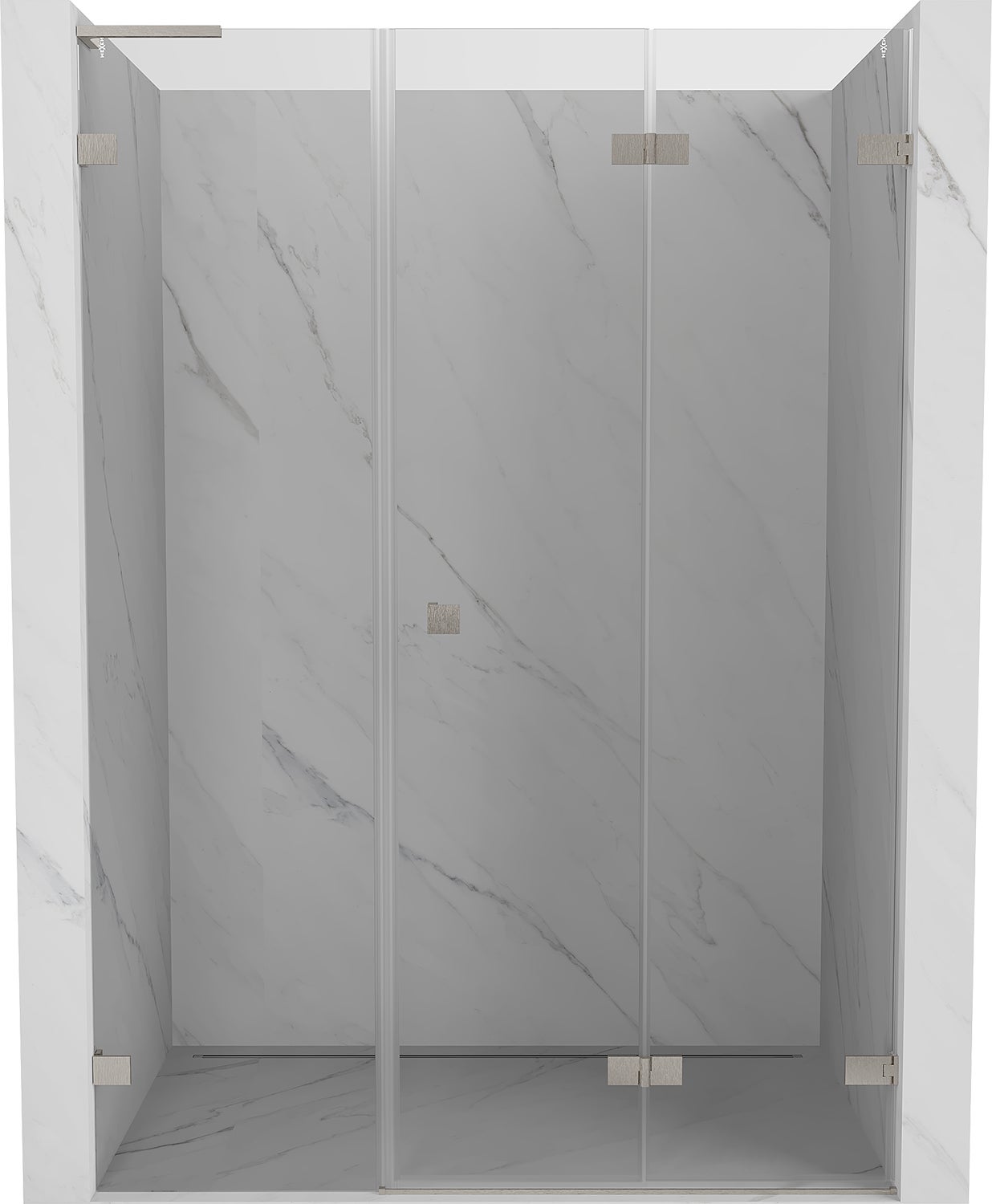 Mexen Lunar-F L drzwi prysznicowe składane prawe 115 cm, transparent, nikiel szczotkowany - 836SL-115-050-97-00-P