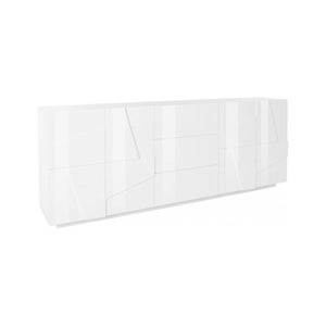 Credenza Moderna Made In Italy - 2 Ante E 3 Cassetti, Bianco Lucido, 180x43x86 Cm - Per Cucina O Soggiorno - Foto 7