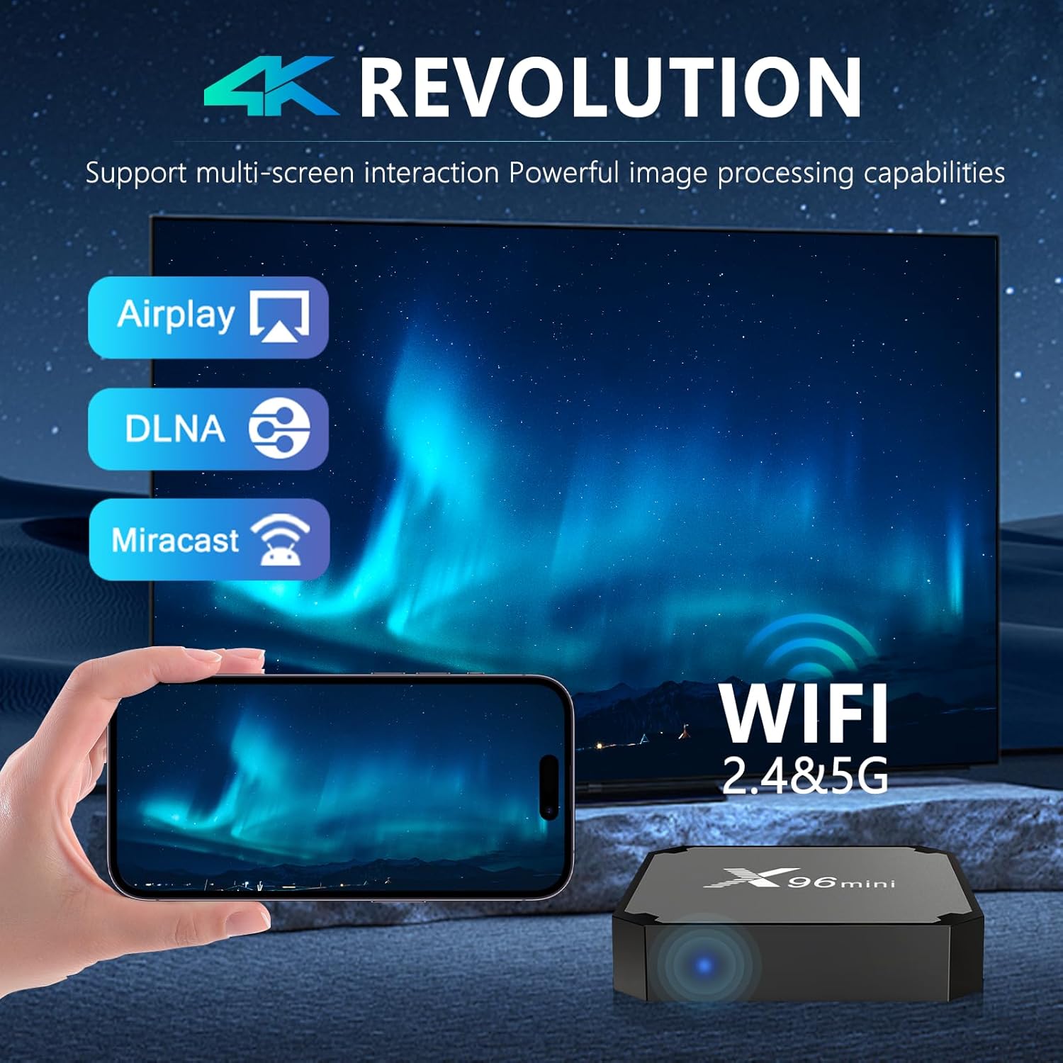 X96 Mini 2GB/16GB Lecteur Multimédia de Diffusion en continu Android 11 Boîte TV 4K avec Amlogic S905W Quad-Core chipset,WiFi,4K HD,H.265 Noir - 3