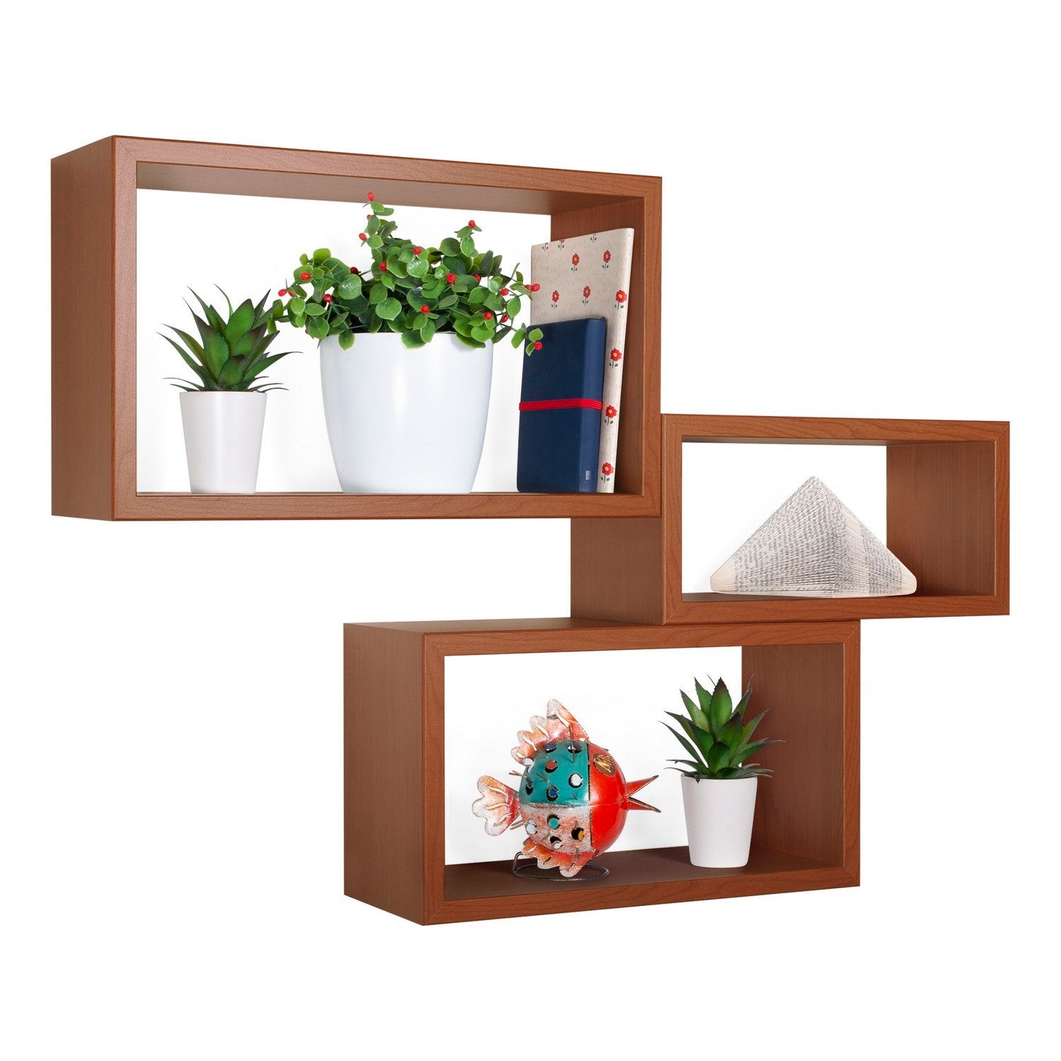 Conjunto de 3 Prateleiras Modernas Elegantes Cubo Sala Quarto Trittico - 2