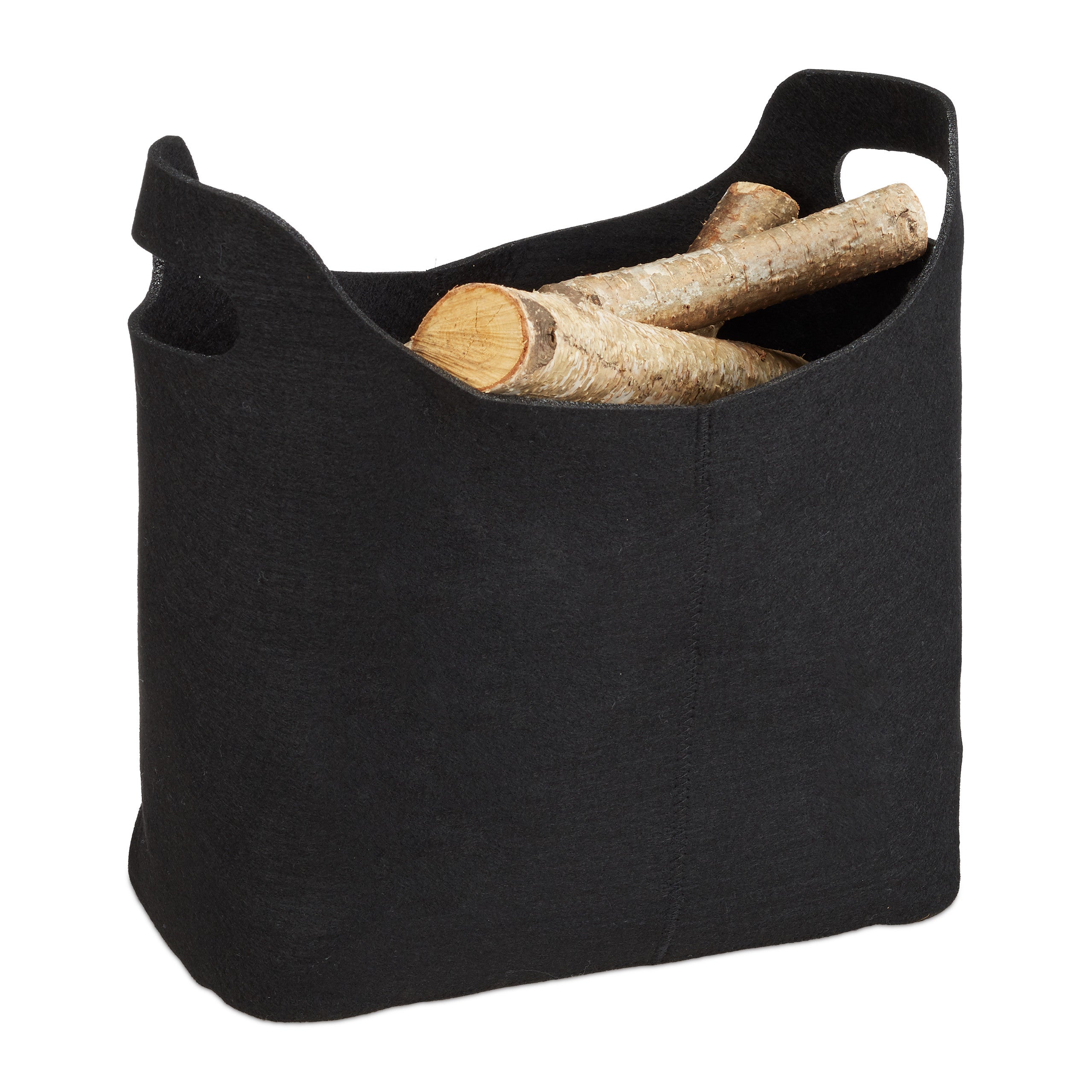 Panier Bois Cheminée Transport Panier à Bûches Relaxdays - Pliable, Acier Et Tissu, 40L, 32x43,5x32 Cm Panier Bûches Cheminée