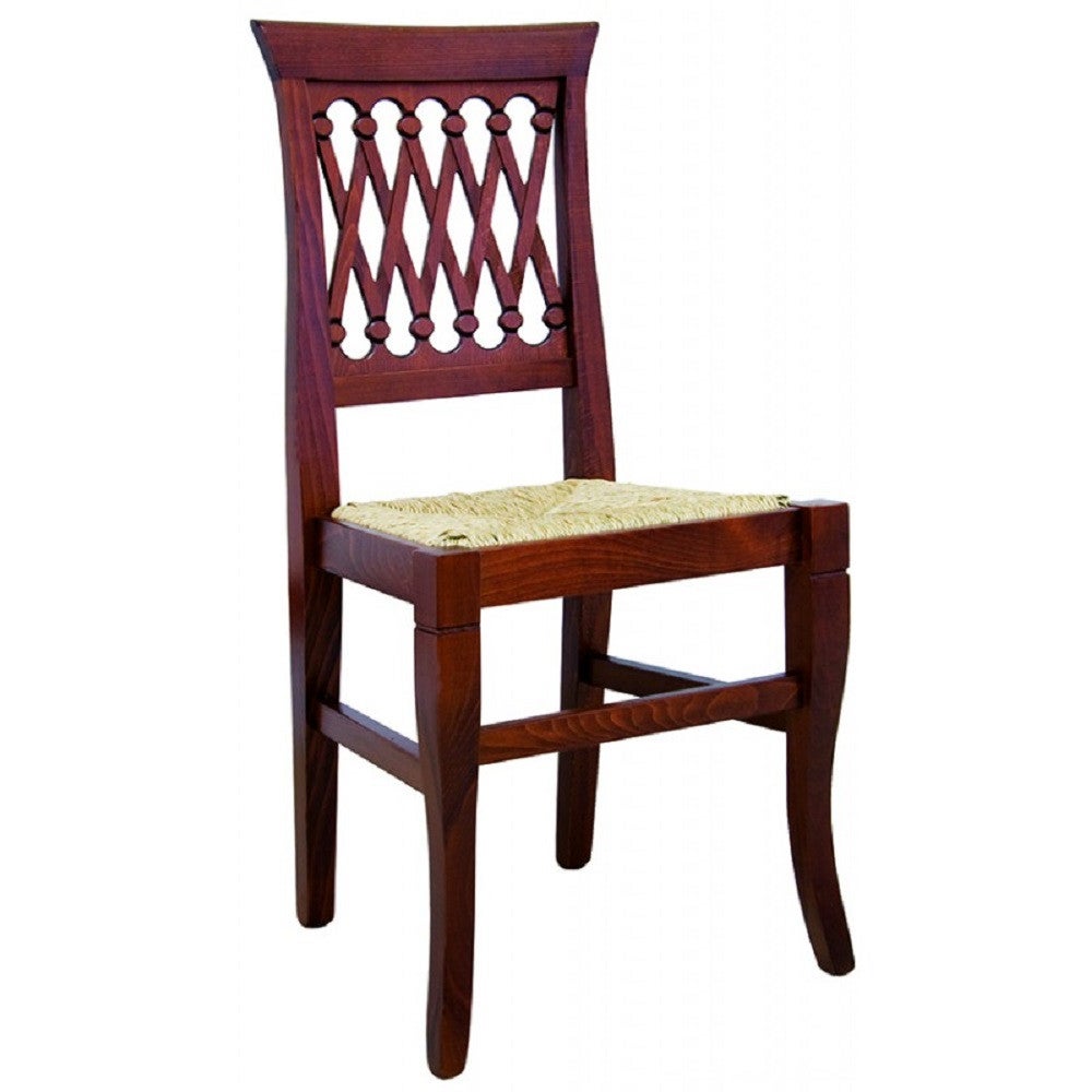 MOBILI 2G SET SEDIE IN LEGNO MASSELLO TINTA NOCE SEDUTA PAGLIA