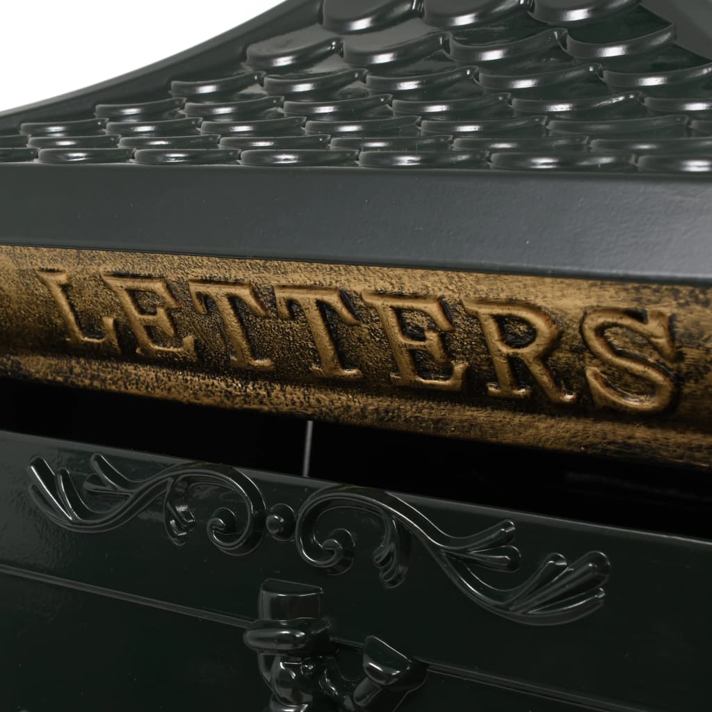 vidaXL Boîte aux lettres sur pied Aluminium Vintage Antirouille Vert - 4