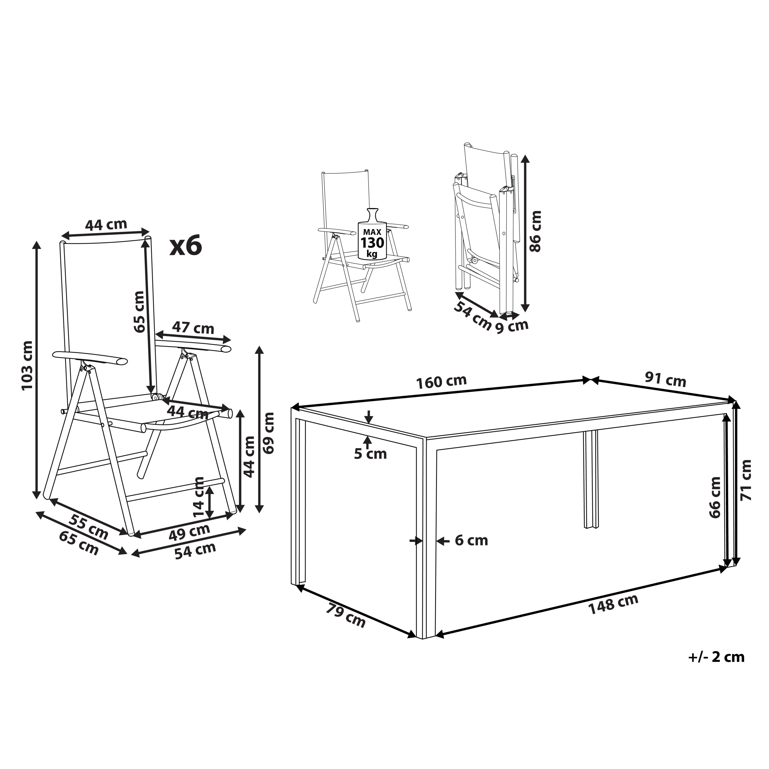 Beliani Conjunto de comedor exterior 6 plazas CATANIA Metal Beige - 3