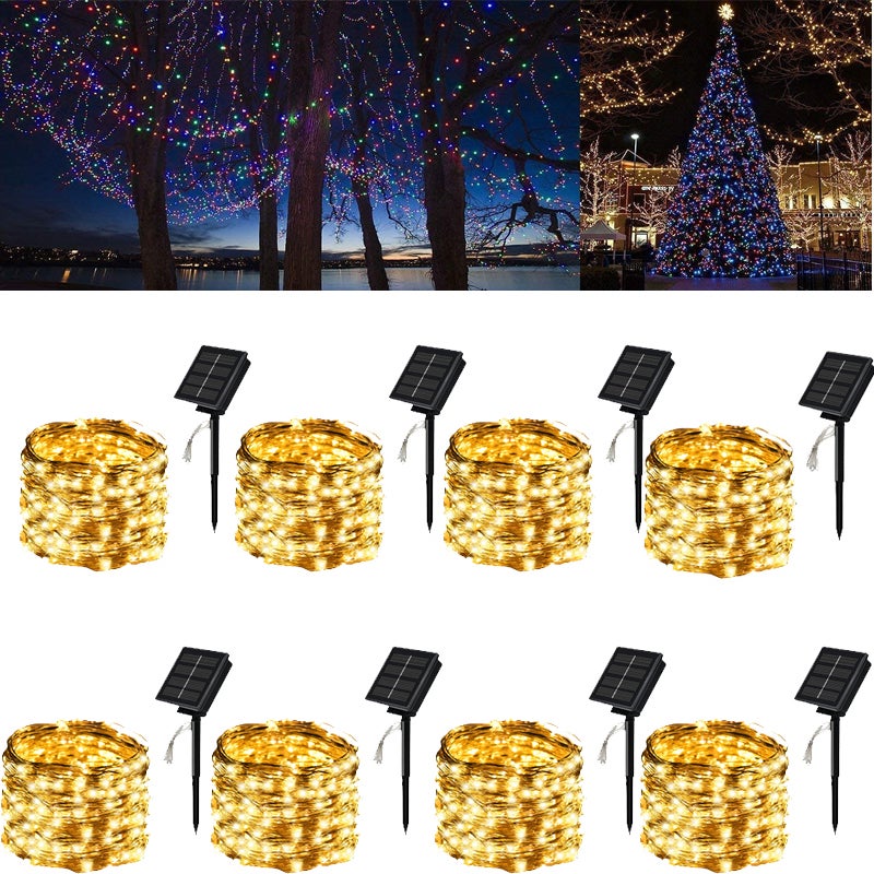 Zestaw sztuk łącznie diod LED wodoodporna solarna lampa zewnętrzna trybów zewnętrzny solarny drucik miedziany lampki Fairy Tale dekoracji patio biały