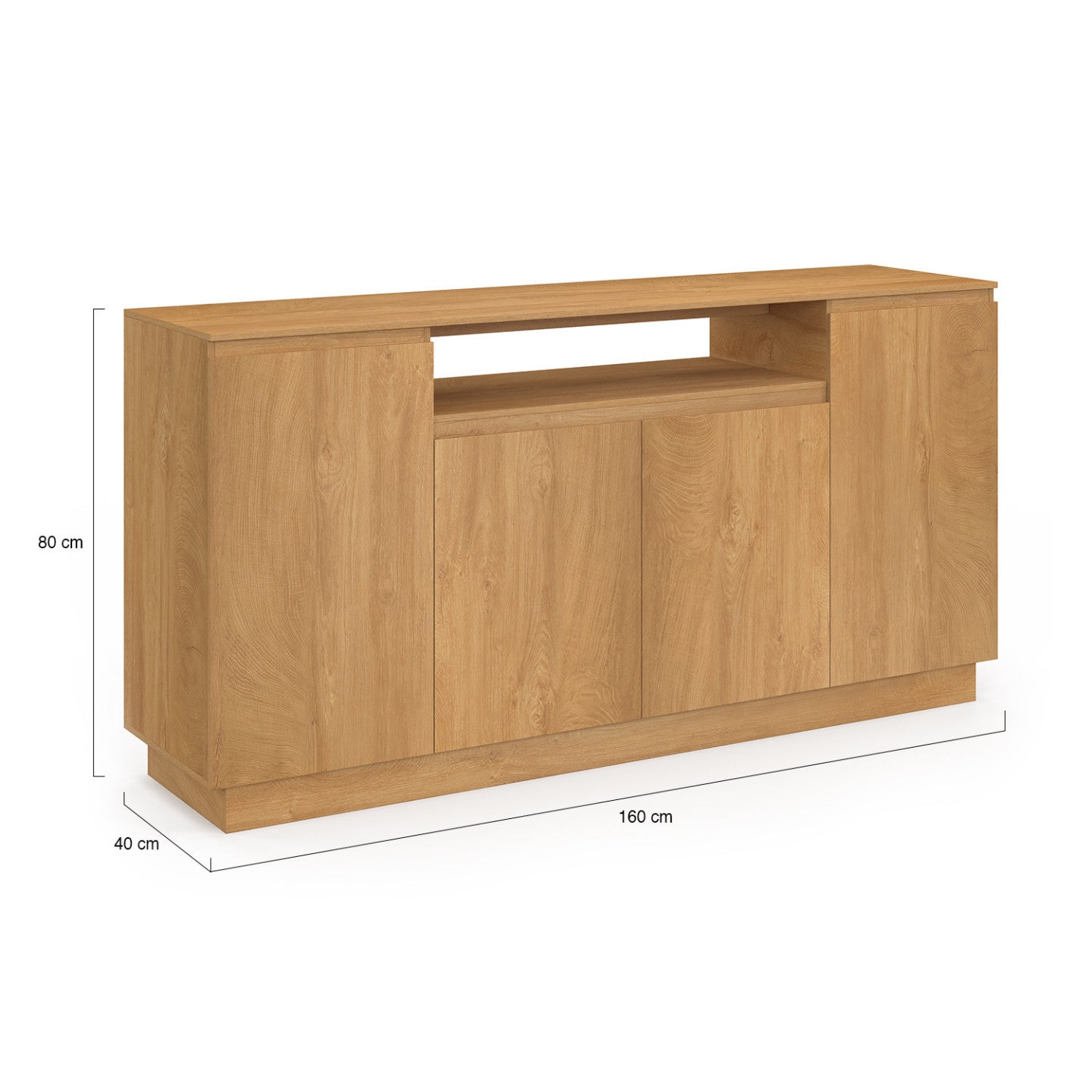 Buffet 160 cm SERENA 4 portes avec niche centrale effet bois - 5