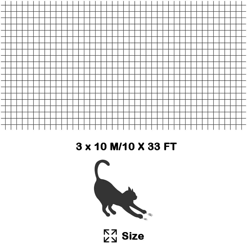 (3 x 10 M, Noir) Filet de balcon pour chat, filet de protection pour balcon, filet anti-chute pour animaux de compagnie, filet de clôture en nylon. - 2