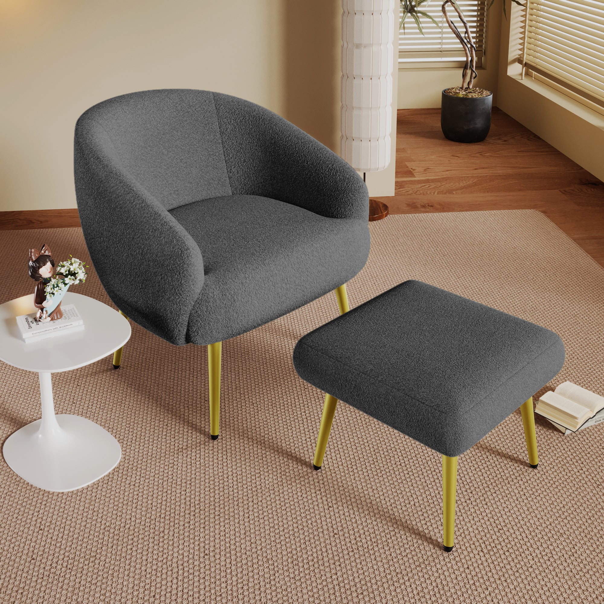 HOMCOM Fauteuil D'Appoint Fauteuil De Salon Chaise Rembourrée Pour Salon, Chambre à Coucher, Chambre D'Enfant, Salle à Manger, Moderne Avec Aspect Lin Bois Gris 71 X 65 X 75 Cm | France