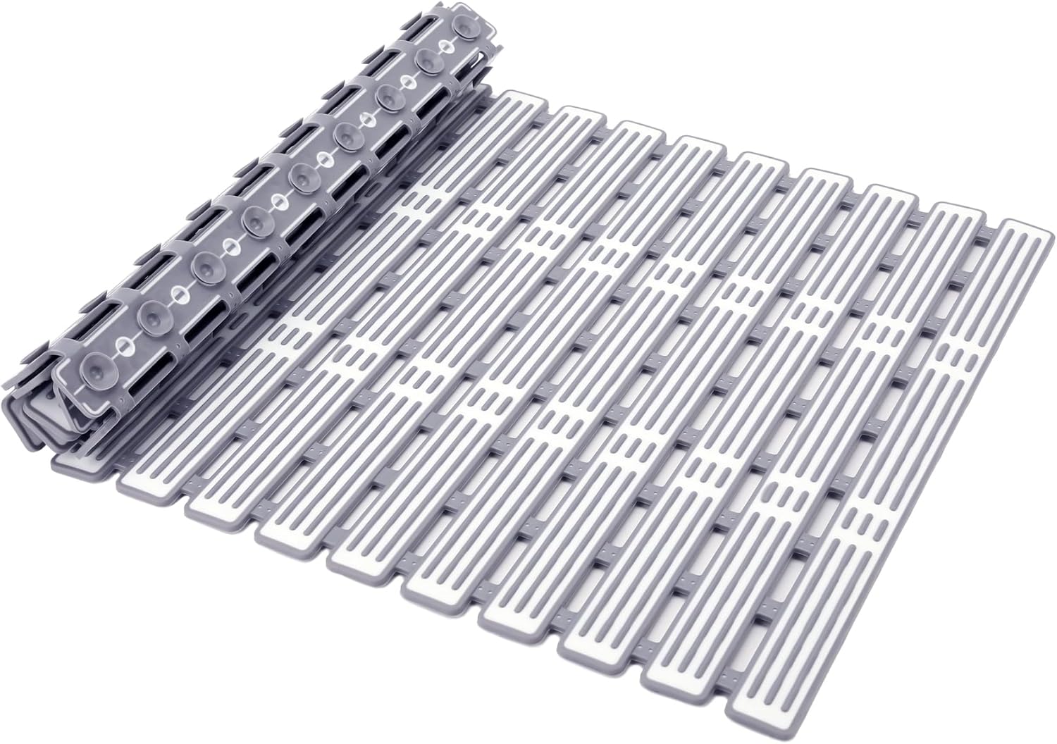 Mata antypoślizgowa pod prysznic 68x40 cm, mata antypoślizgowa podłogowa, mata łazienkowa z przyssawką (szara)