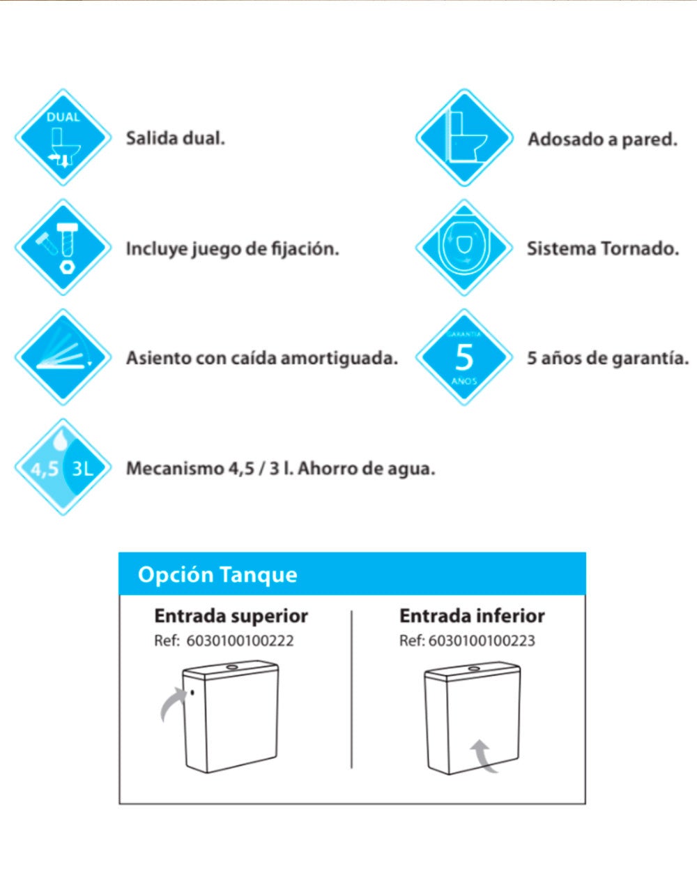 Panza Wc Inodoro Completo Compacto Adosado a Pared | Rimless y Antibacterias | Salida Dual y Asiento Caída Amortiguada - 5