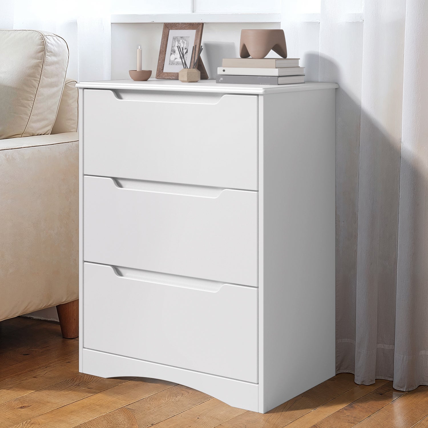 Bealife Cassettiera a 3 cassetti, bianca, 62 x 41 x 82 cm - 4