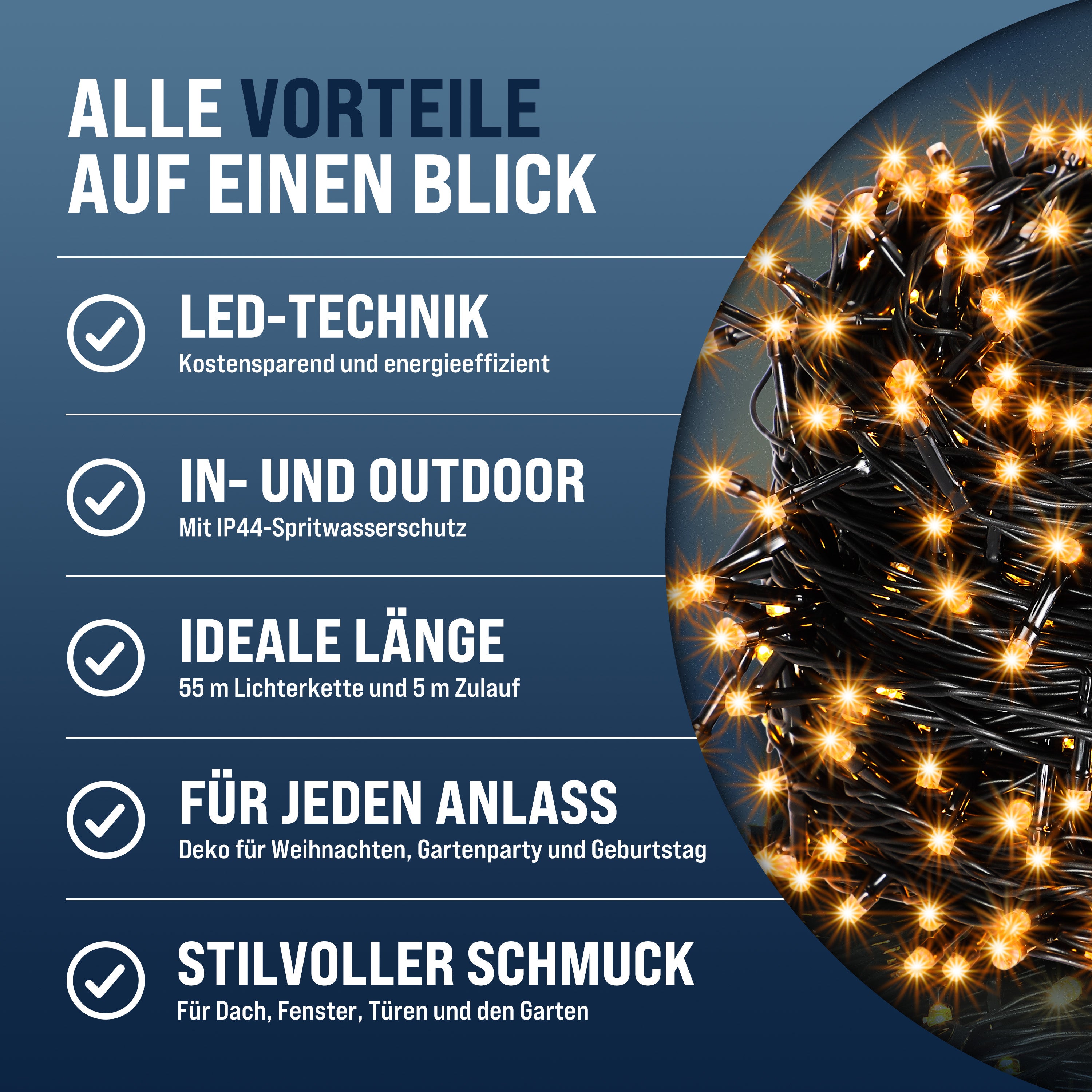 MONZANA® Guirlande lumineuse 600 LED Blanc chaud avec télécommande minuteur décoration de Noël illumination éclairage - 6