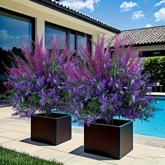 BEXTCOK 2 plantas artificiais de lavanda para exterior, resistentes aos raios UV, plantas decorativas para interior e exterior