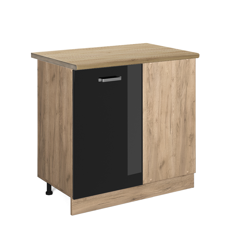 Vicco Szafka narożna R-Line, Czarny wysoki połysk, 86 cm , BP Dąb