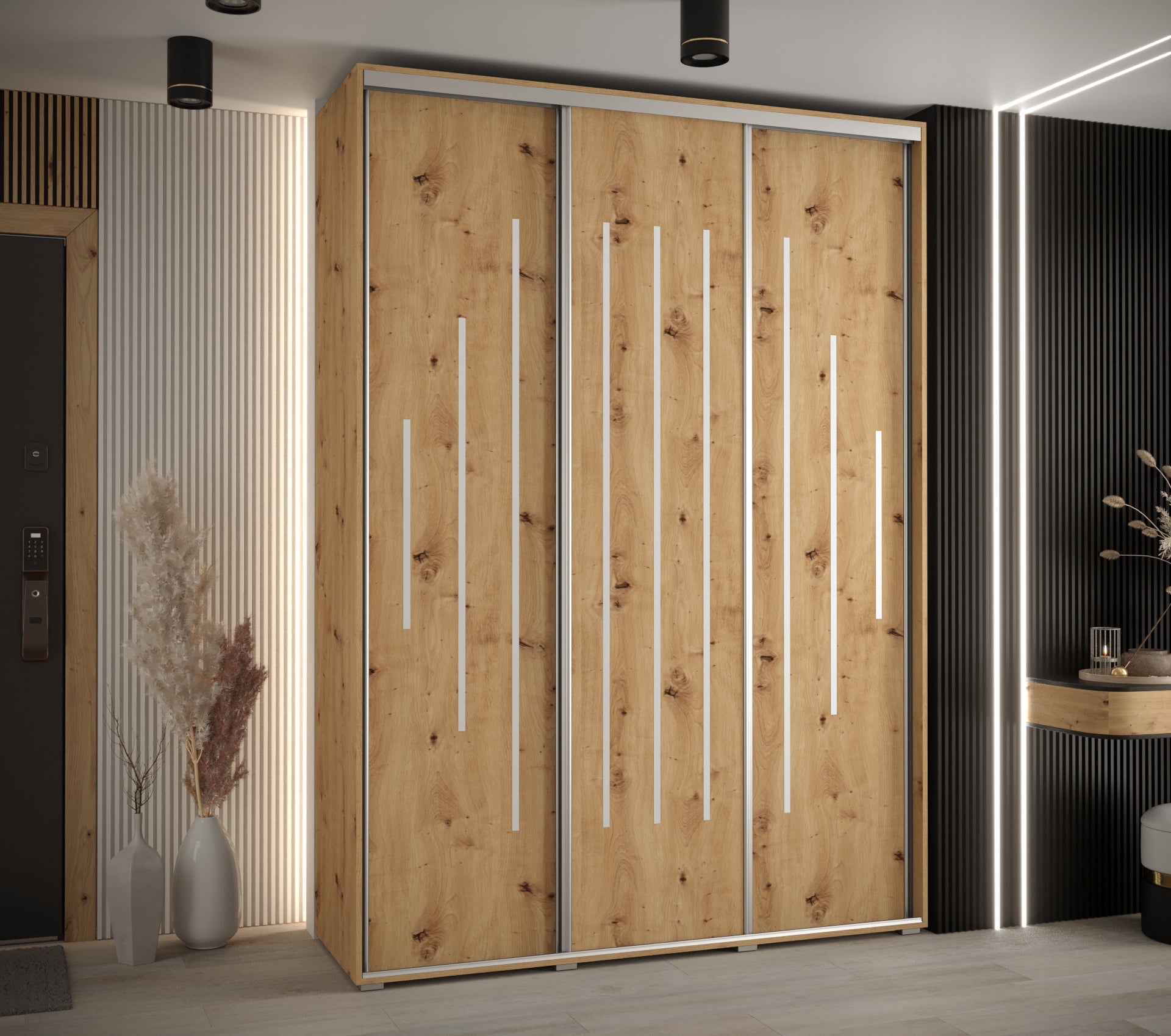 Szafa przesuwna wysoka Davos 12 170 x 45 x 235,2 cm artisan + artisan + u. srebrny - Abiks Meble - 2