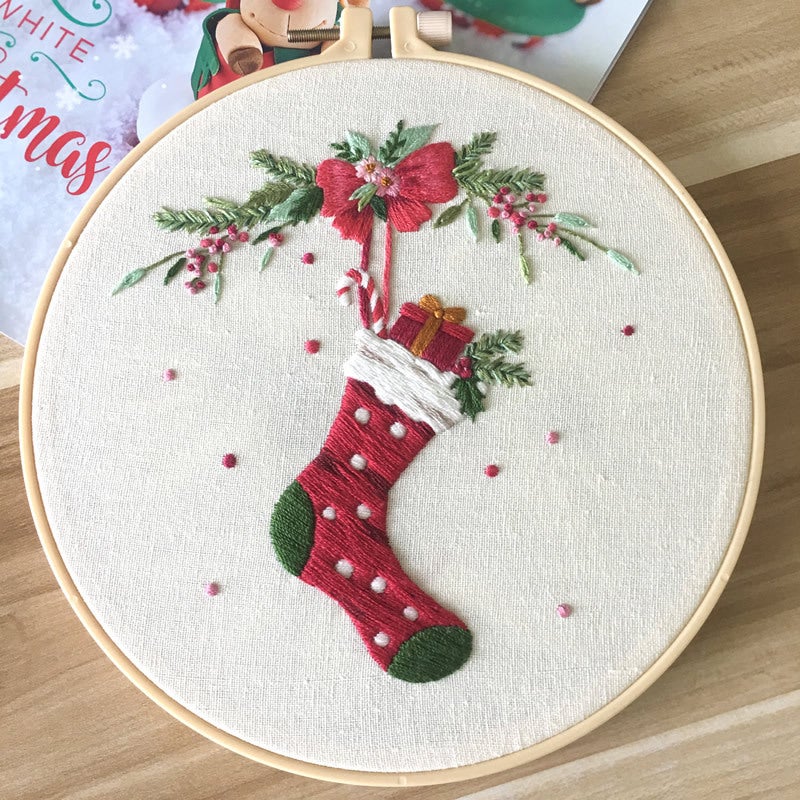 Kit de broderie de Noël original, fait main, sac en toile 30*30 avec