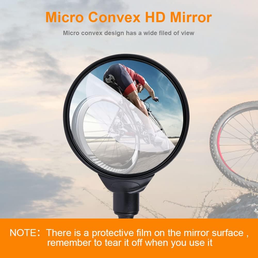 2 rétroviseurs de vélo grand angle rotatifs à 360 degrés, miroirs de sécurité convexes en acrylique pour guidon 22-30 mm - 4