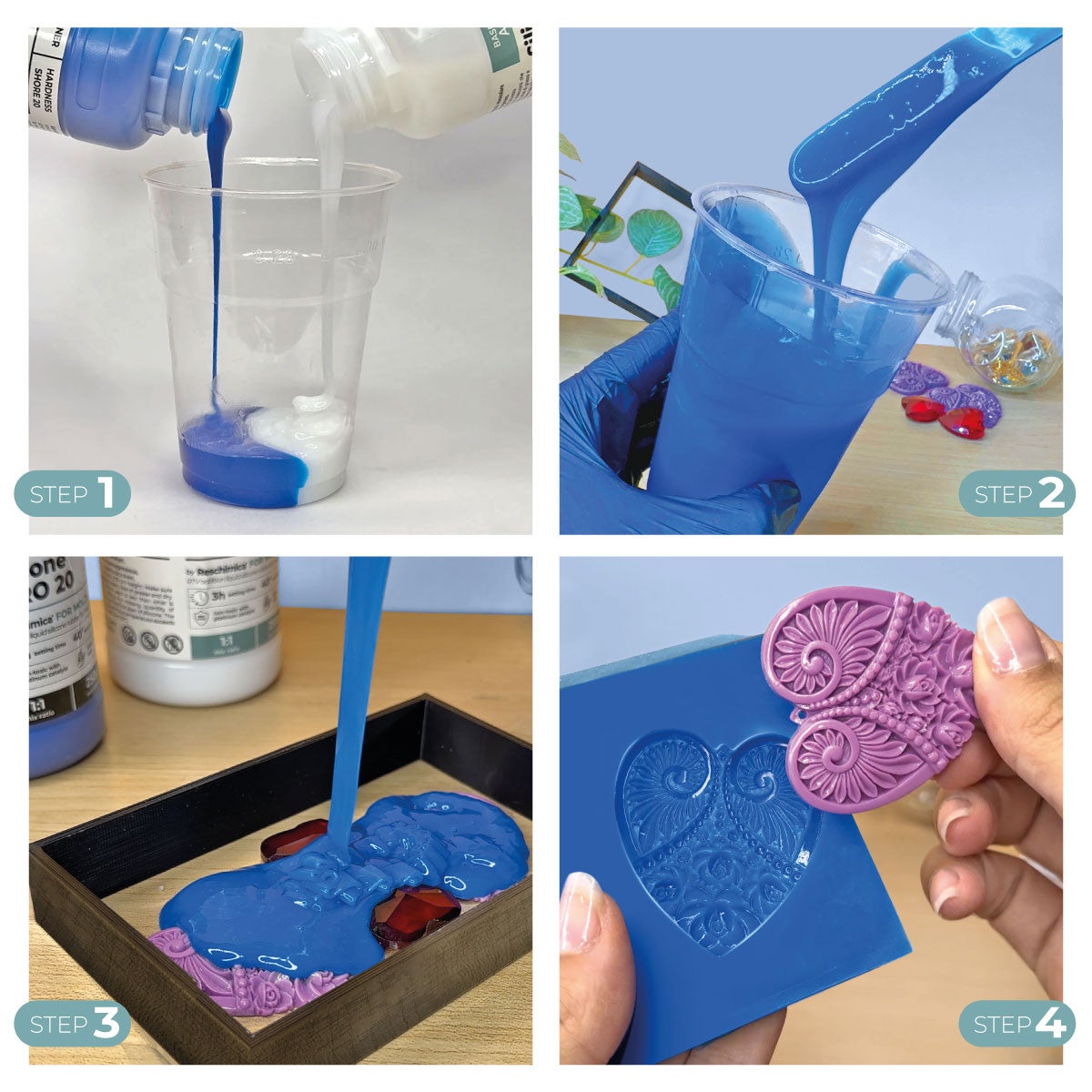 R PRO 20 gomma di silicone liquida di media durezza 1:1 , non tossica e catalizzatore al platino (2 kg) - 3