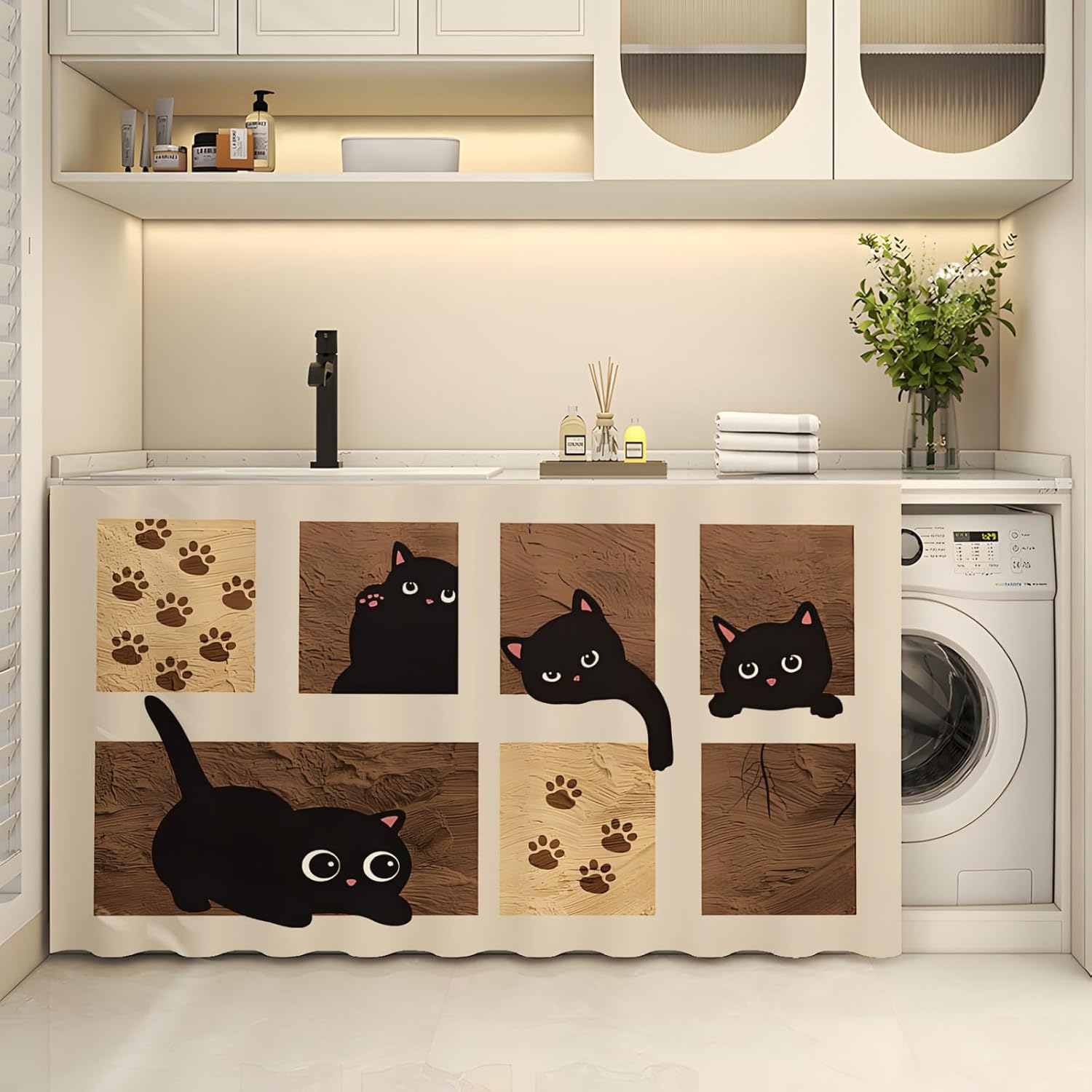 Rideau Armoire Cuisine Courts, Meuble Rideau Cache Placard Anti ...