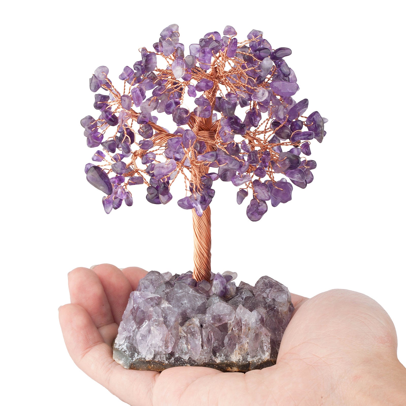 Árvore em Cristal de Reiki sobre Base de Peça Bruta de Ametista Natural, Árvore de prata em Pedra, Ornamento Feng Shui, Decoração da Casa para a - 4