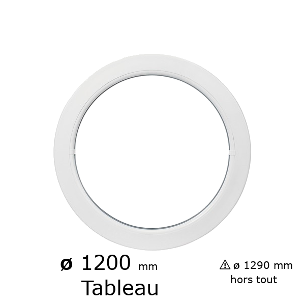 Fenêtre ronde fixe PVC vitrage clair diam. 120 cm tableau pour pose en neuf