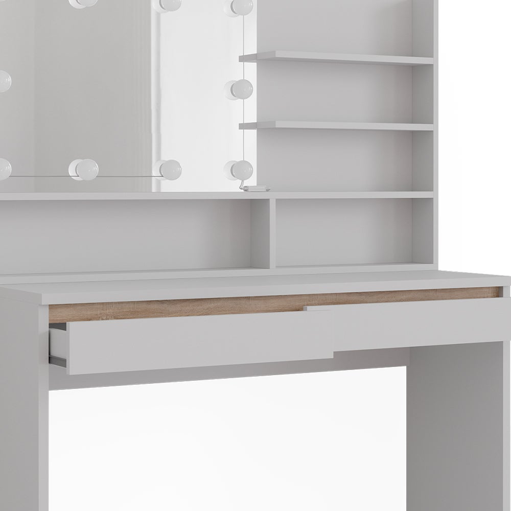 TABLE DE MAQUILLAGE EMMA COMMODE DE COIFFEUSE MIROIR LED BLANC SONOMA