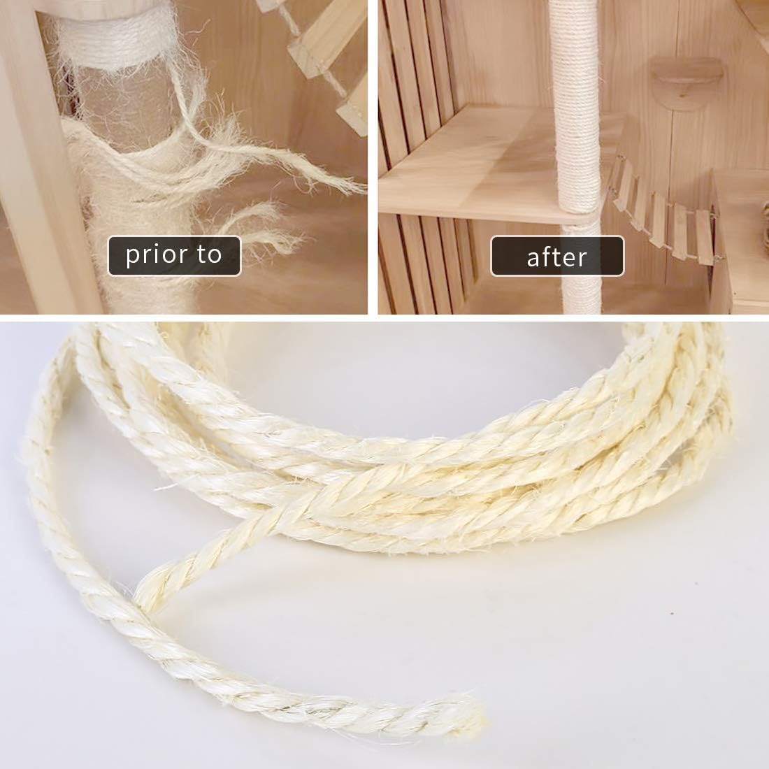 Corda in sisal per tiragraffi, tiragraffi per decorare tiragraffi, casette, giardini, vasi di fiori, 4 mm x 30 m - Bianco - 2