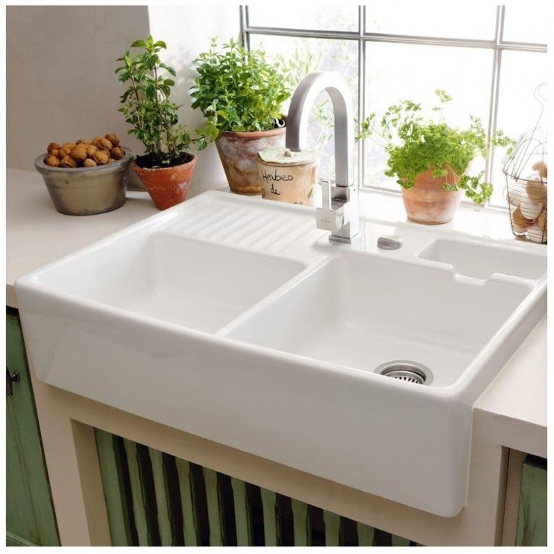 Evier timbre d'office VILLEROY ET BOCH Tradition 2 bacs 89,5 x 63 céramique vidage manuel blanc - 2