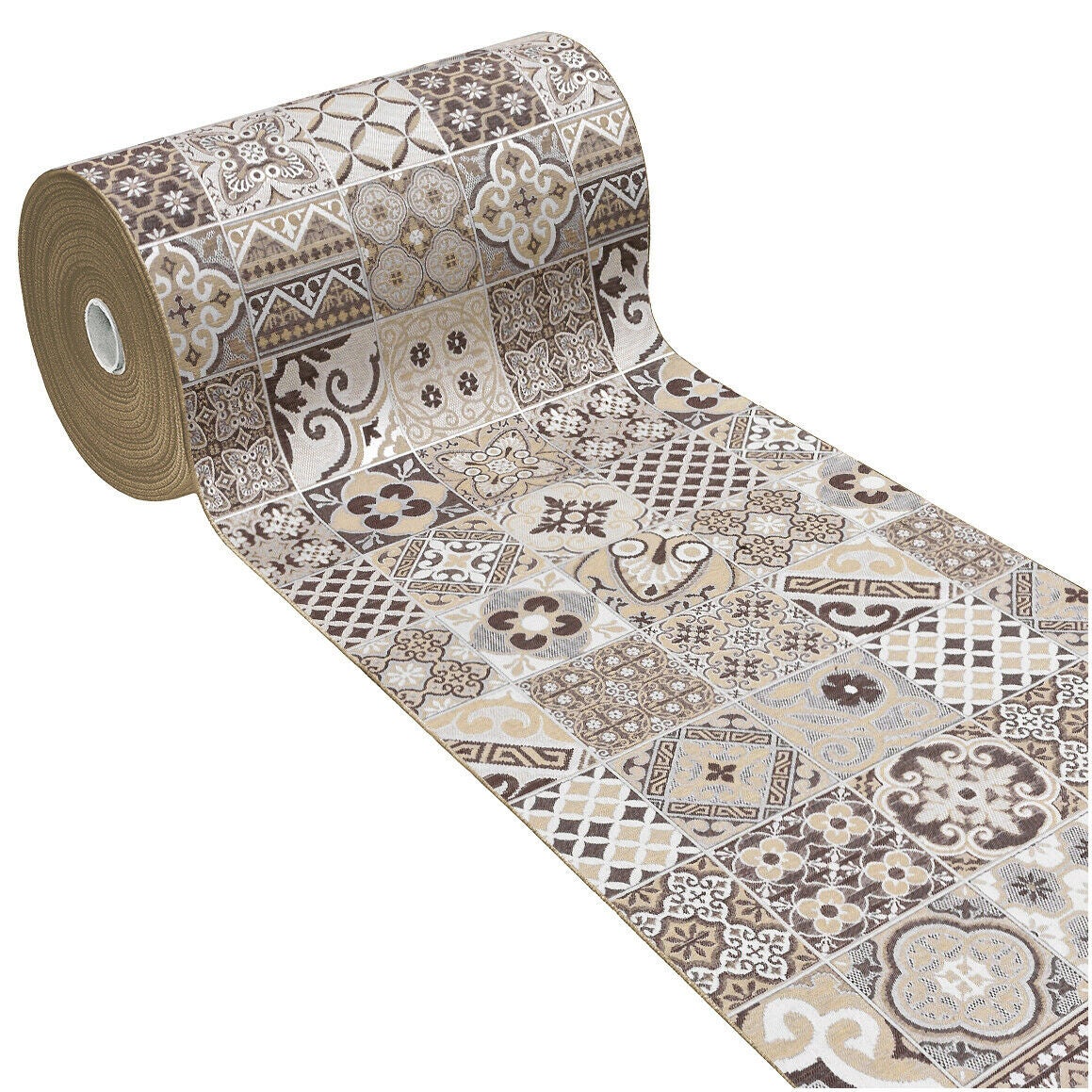 Alfombra de cocina 54x140 tejido plano gobelin tela corredor base antideslizante azulejos de mayólica beige