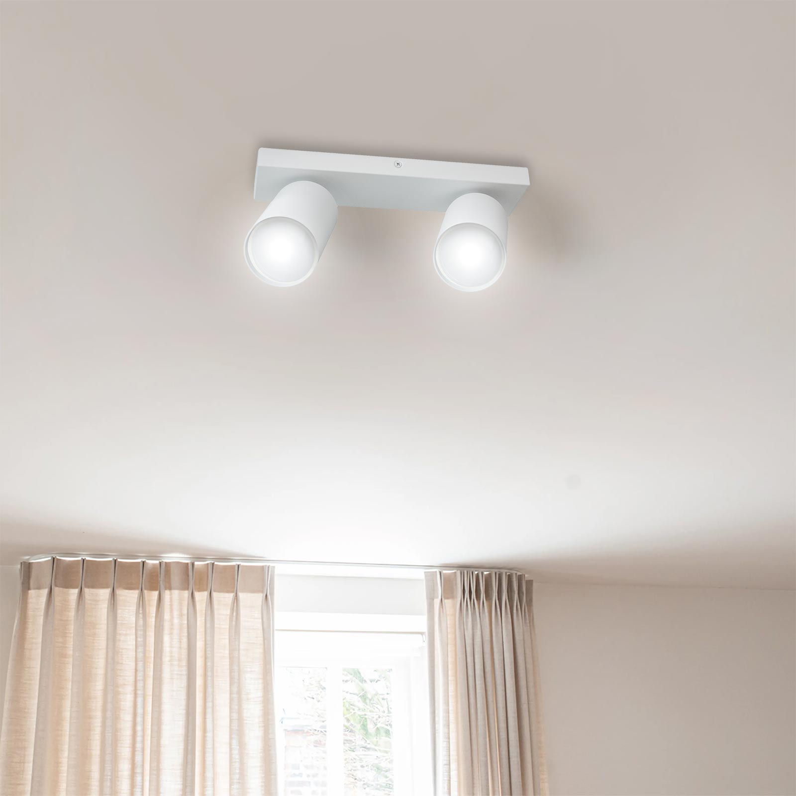 Plafonnier rectangulaire à LED 2 spots plafonniers réglables miroir mural magasin cuisine bureau 230V blanc - 2