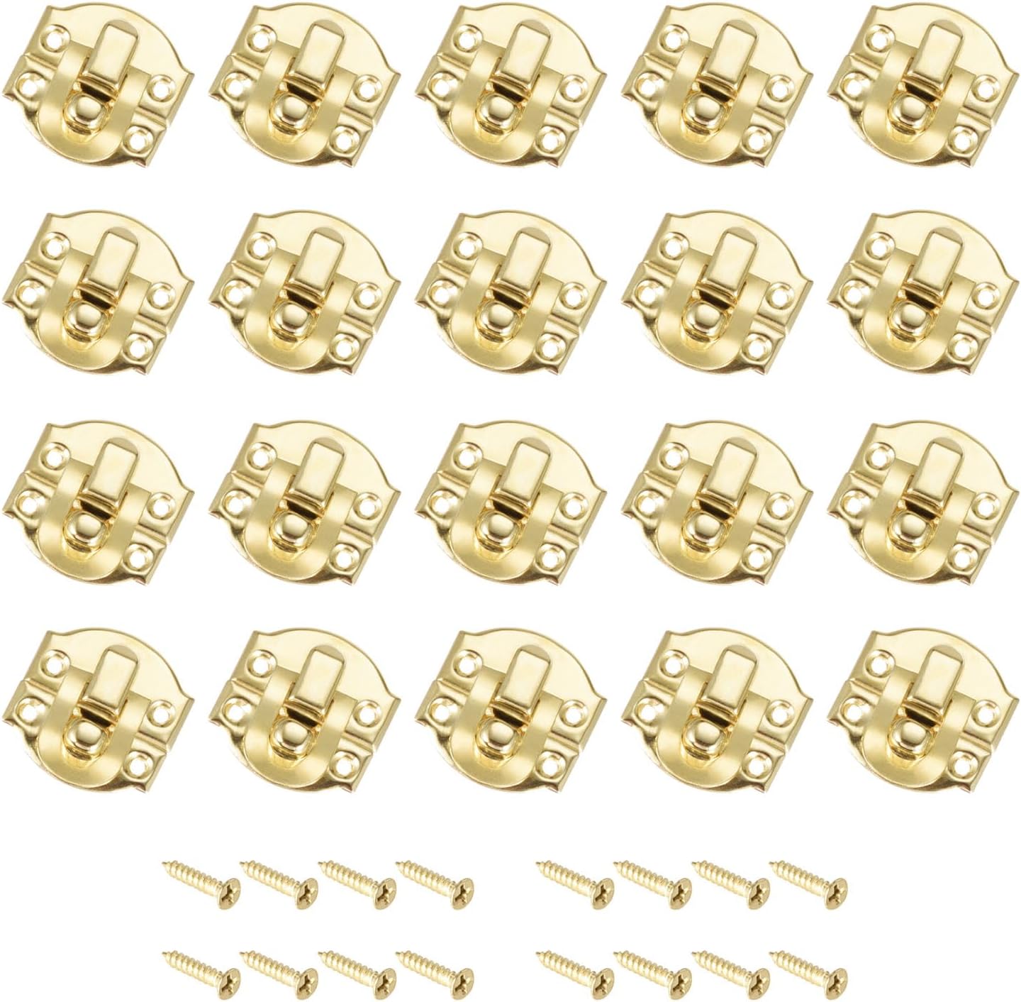 Przełączane Zatrzaski Zamykające (21mm x 20mm) 20 szt., Żelazne Zapadki Skoblowe - do Szafek Skrzynek Walizek, Złote