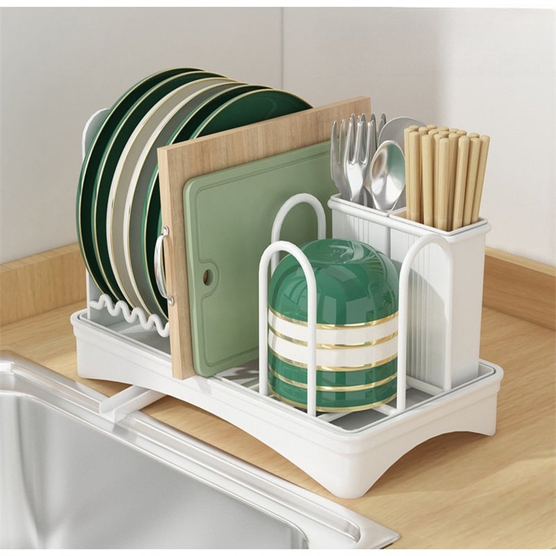 Suszarka do naczyń, ociekacz i organizer na sztućce i pałeczki, biały, 31,5*18,5*22 cm