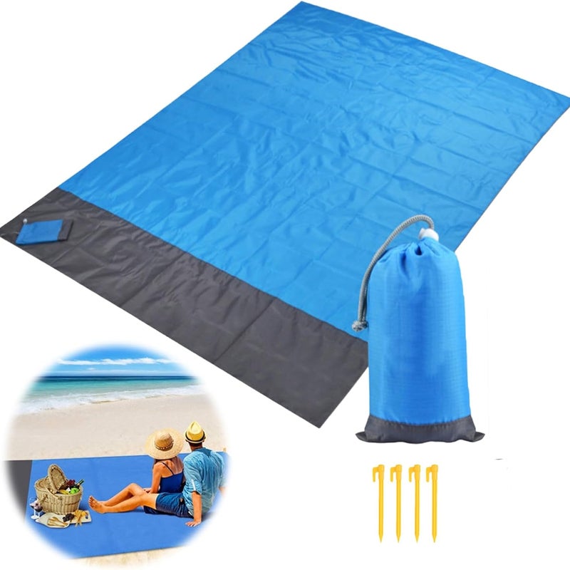 Koc plażowy, mata piknikowa, odpowiednia na plażę, kemping, wędrówki, piknik, niebieska (200*210 cm).